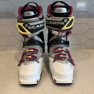 Scarpa GEA RS Women AT Ski Boots Womens Size 25 288mm Purple White Black Yellow
